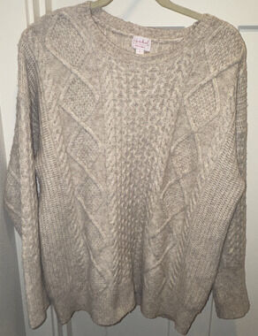 Isabel Maternity by Ingrid & Isabel Sweater Women's L Beige Cable Knit Winter